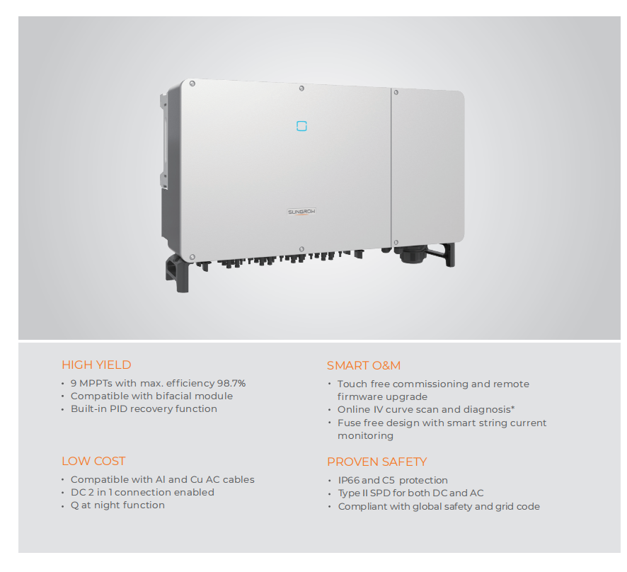 Inversor de 110kw para sistema de energía solar de uso doméstico